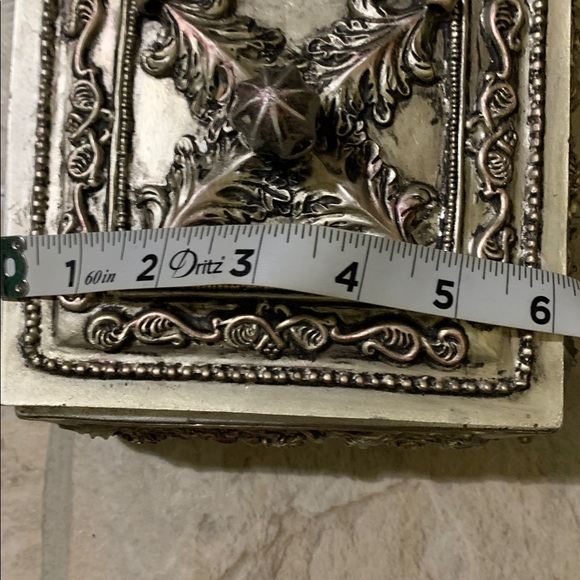 Ornate Silver Jewelry Box Pre-Owned length 6x6 - Picture 7 of 8